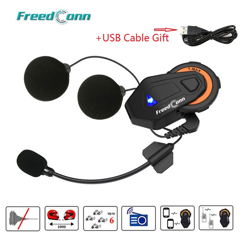 

Freedconn T-Max Helmet Bluetooth 4.1 Intercom Headset Motorcycle 1500M 6 Riders Group Talk System FM Radio Motorcycle Interphone