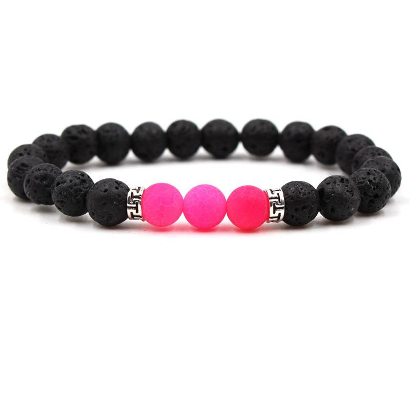 7 Style Black Lava Stone Volcanic Stone Weathered Agate Stone Colorful Chakra Yoga Bracelets Stretch Bracelets