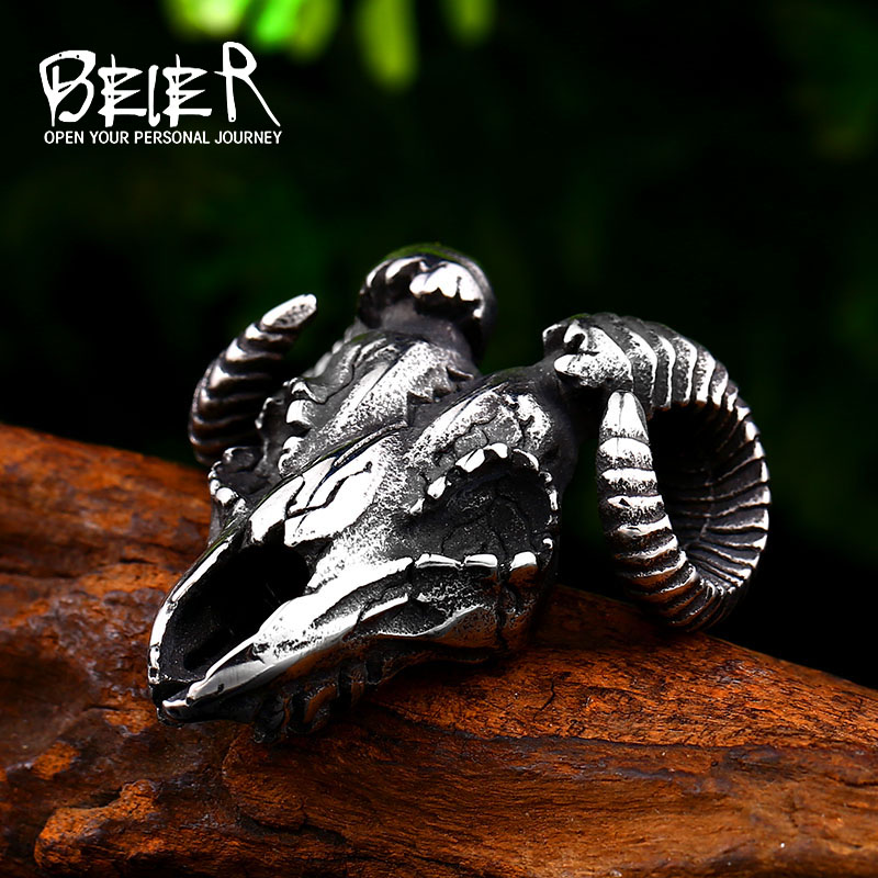 Beier Cool 316L stainless steel Vikings Sheep head pendant necklace Charm Animal Amulet scandinavian jewelry for man BP8-458
Beier Cool 316L stainless steel Vikings Sheep head pendant necklace Charm Animal Amulet scandinavian jewelry for man BP8-458