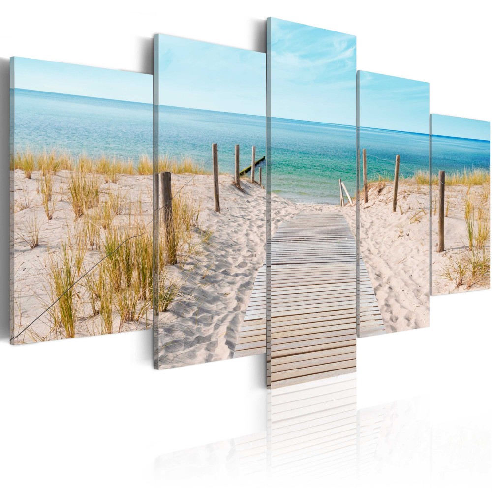 Unframed 5pcs Modern Landscape Wall Art Home Decoration Painting Canvas Prints Pictures Sea Scenery With Beach ( No Frame )