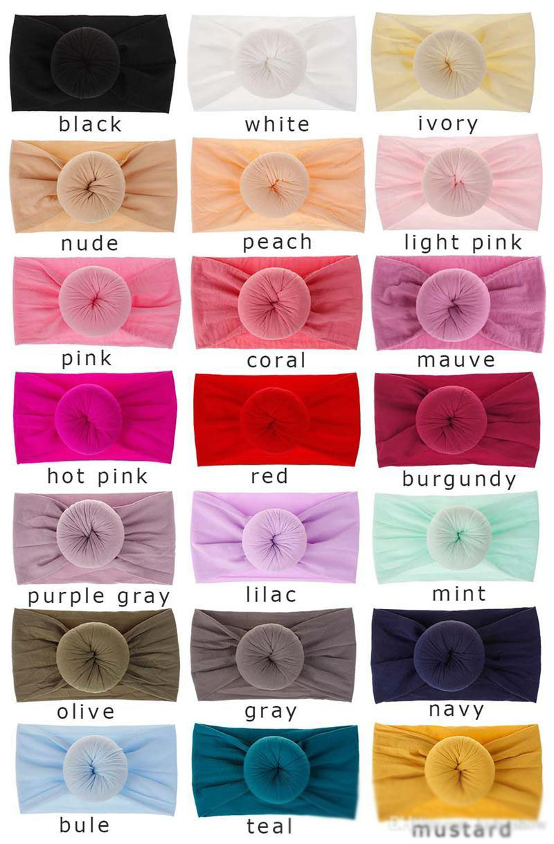 Baby Nylon Head bands Solid Color Turban Super Soft Ball Knot Hair band Headband Headwraps Toddler Hair Accessory