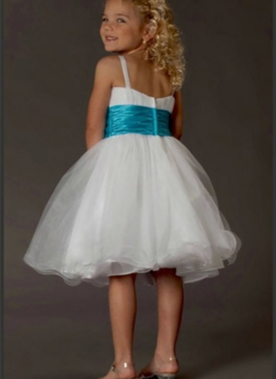 Wedding Party Events Kids Formal Wear Flower Girls Dresses For Weddings fine Straps Knee Length Bow Pageant Dress