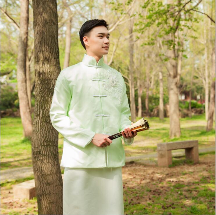High Quality Men clothing In Republic of China antique costumes of film television Stage dramas young Masters Long Tang Suits Jacket + Robe