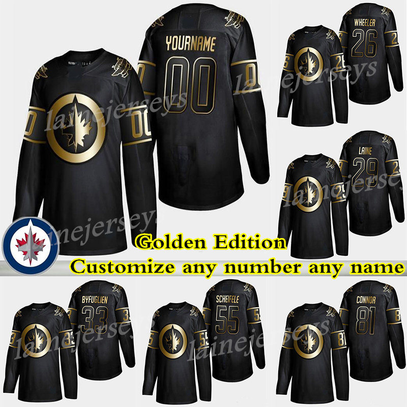 Winnipeg Jets Golden Edition 29 Patrik Laine 26 Blake Wheeler 33 Byfuglien 55 Scheifele Customize any number any name hockey jerseys, Black
Winnipeg Jets Golden Edition 29 Patrik Laine 26 Blake Wheeler 33 Byfuglien 55 Scheifele Customize any number any name hockey jerseys, Black