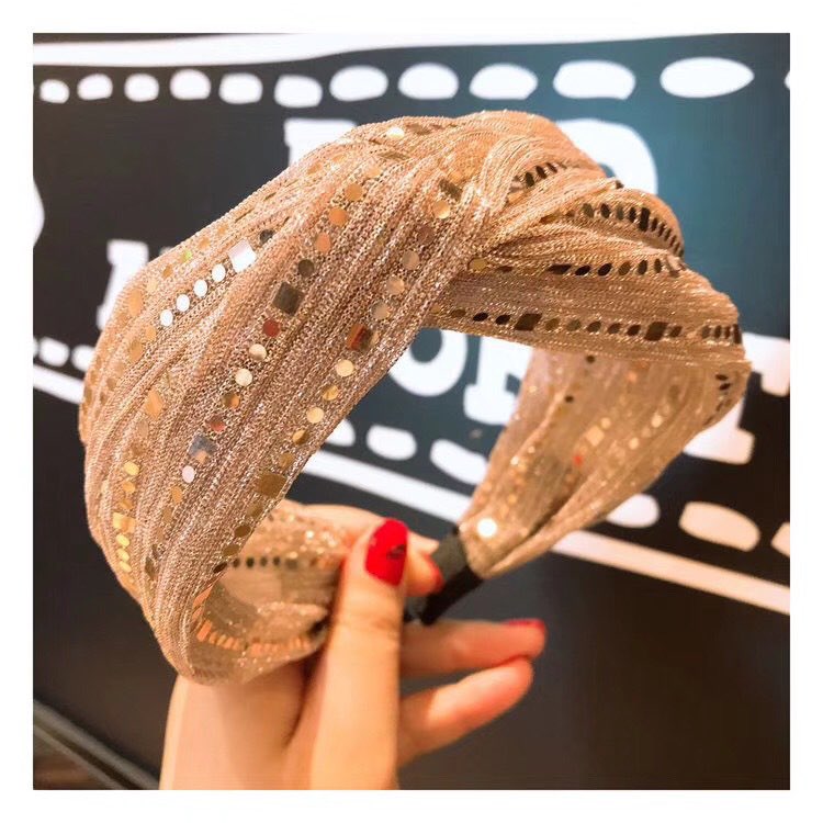 2025 new Fashion Style Headbands Wide Edge Crossing Hair Hoop Sequins Fabric Headband Hairpin Women Jewelry Free shipping