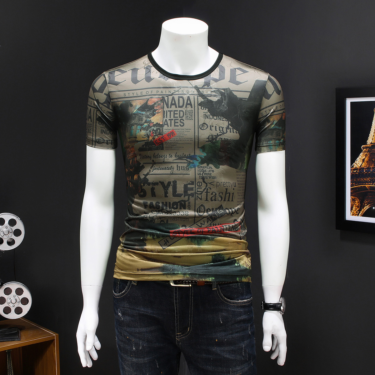 2020 summer new creative personality printing ice silk short-sleeved T-shirt male Korean version of the tide men's suit Slim T-shirt, White;black
2020 summer new creative personality printing ice silk short-sleeved T-shirt male Korean version of the tide men's suit Slim T-shirt, White;black