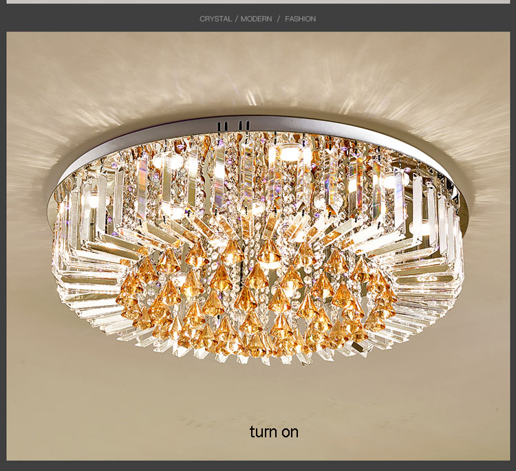 Modern Crystal Ceiling Light LED Lamps American Round K9 Crystal Ceiling Lamp Home Indoor Lighting Remote Control 3 White Colors Dimmable