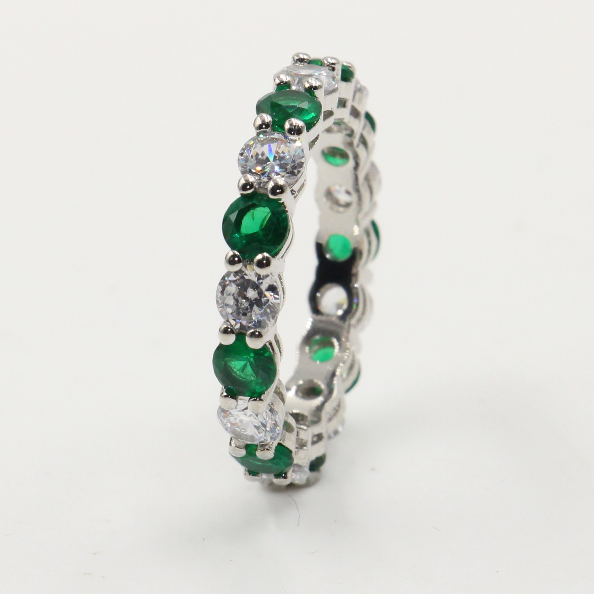 Size 5-10 Drop Shipping High Quality Luxury Jewelry 925 Sterling Silver Emerald Gemstones CZ Diamond Lucky Wedding Engagement Band Ring Set