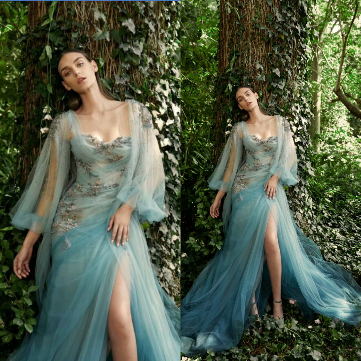 2020 Fairy Evening Dresses Sweetheart Lace Beaded Long Sleeve High Side Split Prom Dress A Line Custom Made Robes De Soirée