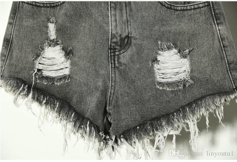 2020 female fashion casual summer cool women denim Shorts high waists fur-lined leg-openings Plus size sexy short Jeans