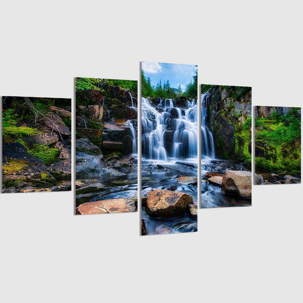 5 Pieces canvas prints painting Modern decorative picture landscape waterfull for livingroom No Frame