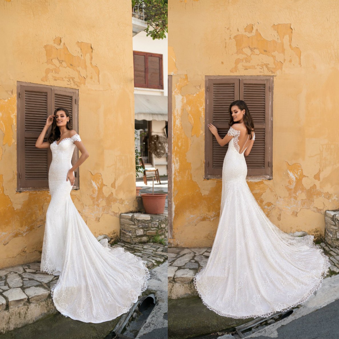 2021 Mermaid Wedding Dresses V Neck Short Sleeves Lace Appliques Gowns Custom Made Button Back Sweep Train Beach Robe De Soiree, Champagne
2021 Mermaid Wedding Dresses V Neck Short Sleeves Lace Appliques Gowns Custom Made Button Back Sweep Train Beach Robe De Soiree, Champagne