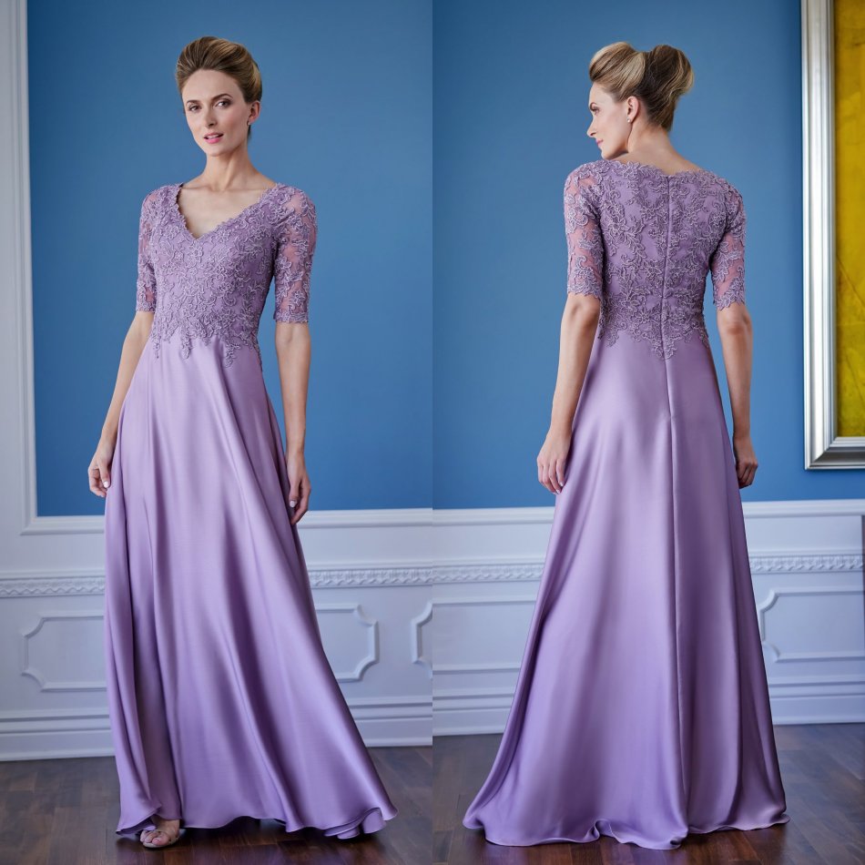 Lavender Mother Of The Bride Dresses V Neck A Line Lace Appliques Chic Wedding Guest Dress Half Long Sleeves Formal Mother Gowns
Lavender Mother Of The Bride Dresses V Neck A Line Lace Appliques Chic Wedding Guest Dress Half Long Sleeves Formal Mother Gowns