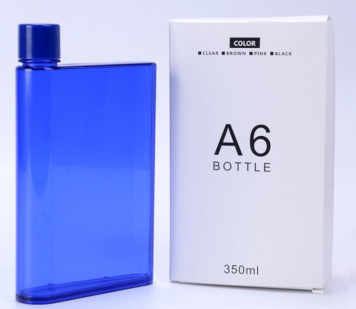 A6 Notebook Square Flat Water Bottle Creative Gift Portable Cover Student Movement Kettle Plastic Water Bottle