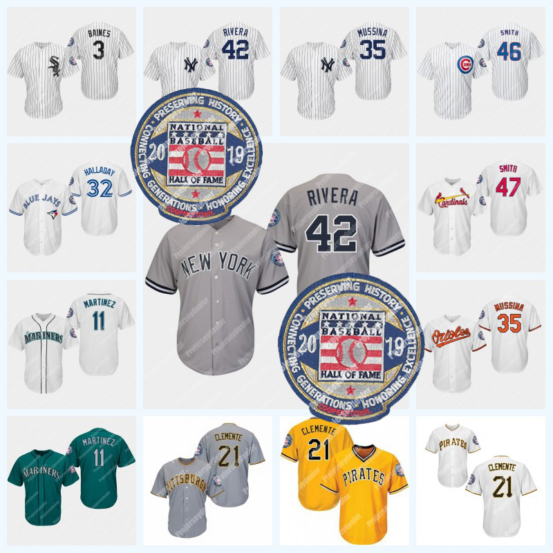 2019 Hall of Fame Mariano Rivera Mike Mussina Roy Halladay Roberto Clemente Lee Smith Harold Baines Edgar Martinez Baseball Jersey, Blue;black
2019 Hall of Fame Mariano Rivera Mike Mussina Roy Halladay Roberto Clemente Lee Smith Harold Baines Edgar Martinez Baseball Jersey, Blue;black