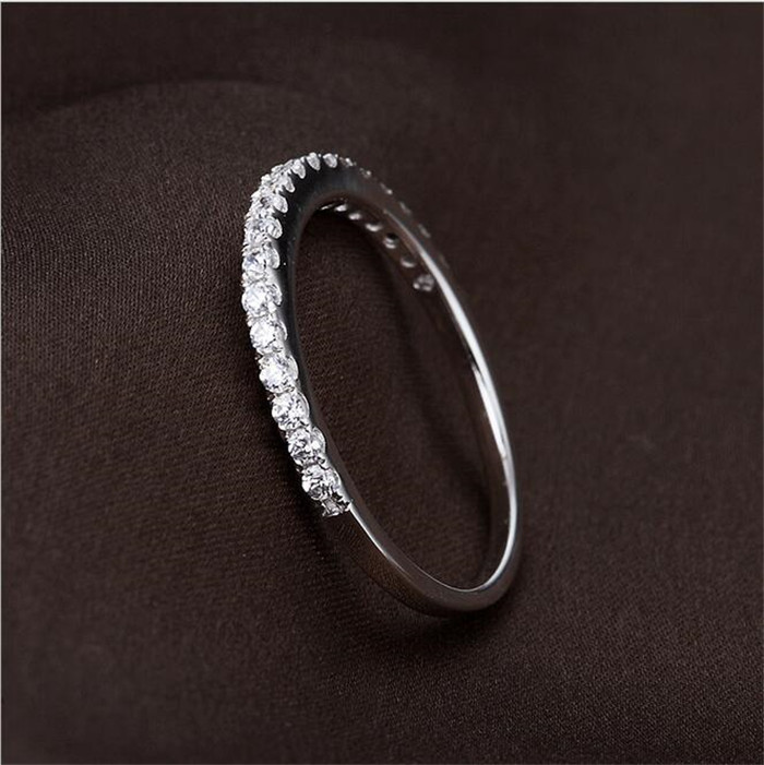 Fashion Original 100% 925 Sterling Silver Band Rings Women Wedding Jewelry Gift Classic Simulated Platinum Diamond CZ RING