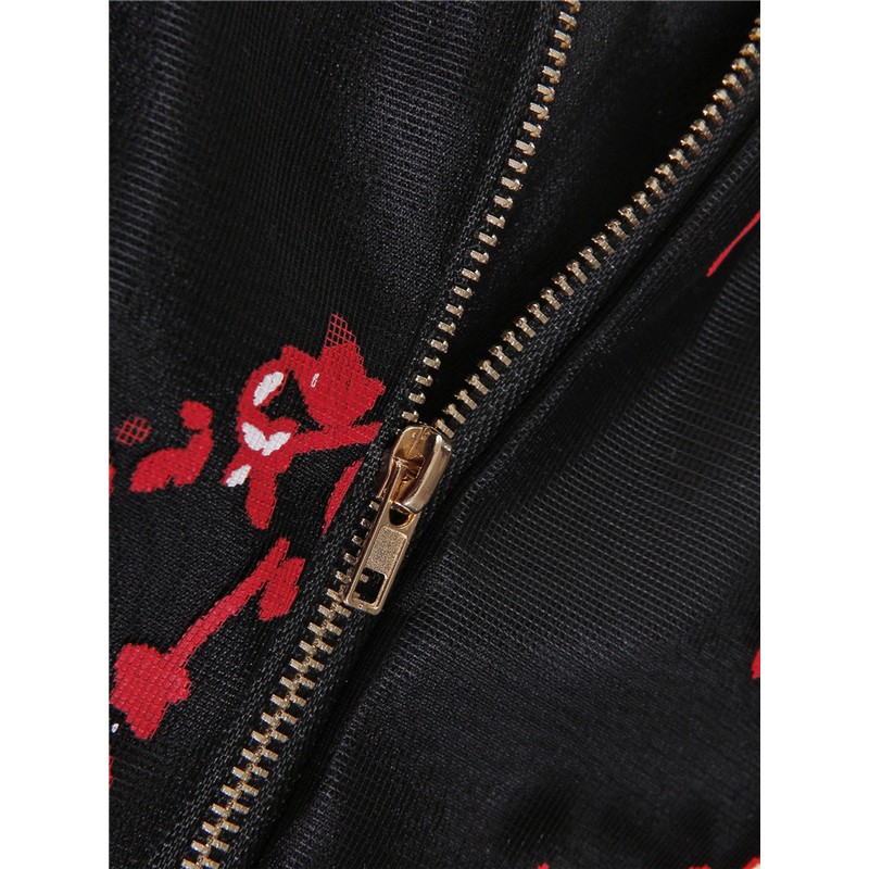 Women Casual Vintage Fashion European Style Fashion Floral Embroidery Elegant A-line Organza Tulle Skirt Black Red Green Drop Ship