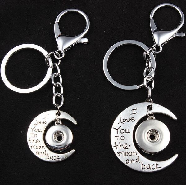 6pcs/Lot Lobster Clasp Snap Keychains Keyring I Love You To The Moon And Back Key Chains Diy 18mm 12mm Snap Button Jewelry Wholesale