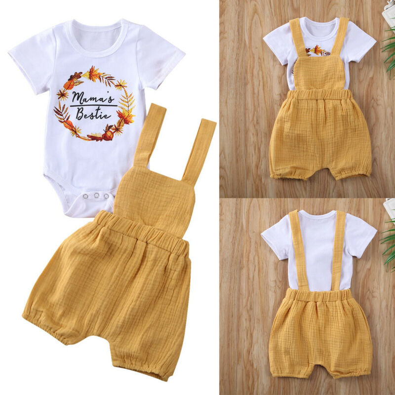 AU Newborn Baby Girl Kids T-shirt Romper Tops + Strap Pants Outfits Summer Clothes Sets 0-24 months, Yellow
AU Newborn Baby Girl Kids T-shirt Romper Tops + Strap Pants Outfits Summer Clothes Sets 0-24 months, Yellow