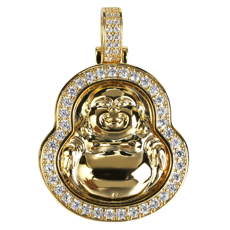 Luxury Designer Jewelry Mens Necklace CZ Maitreya Buddha Pendant Necklace Iced Put Lab Diamond Mens Gold Chain for Mens Jewelry Gi