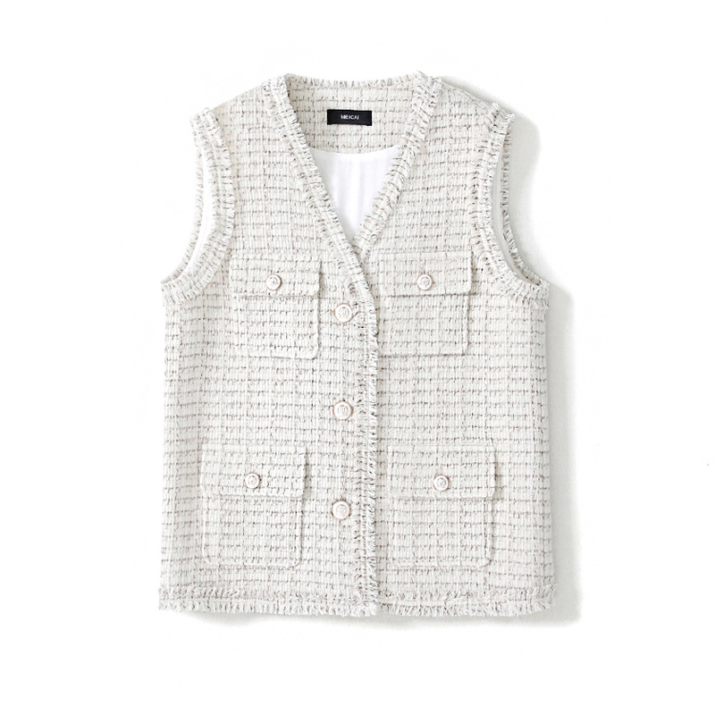 spring autumn women fashion plaid tassel single breasted wool tweed vests female loose v-neck pockets knitted waistcoats y442, Black
spring autumn women fashion plaid tassel single breasted wool tweed vests female loose v-neck pockets knitted waistcoats y442, Black