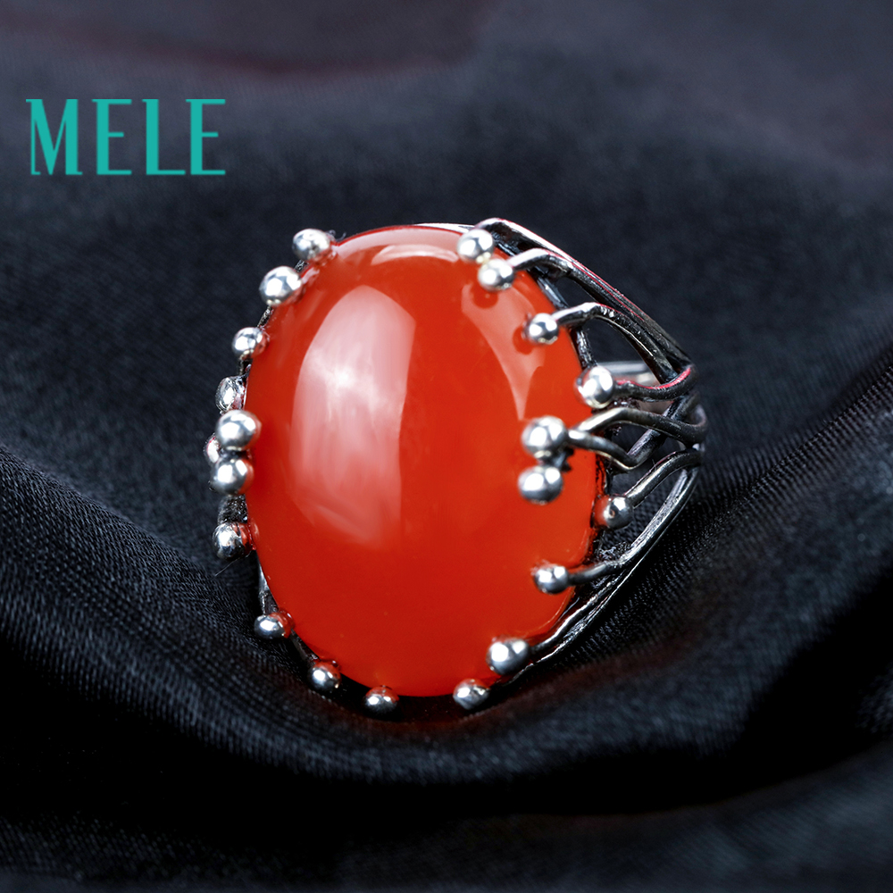 Natural south red agate rings for women and man,15X20mm big oval cut,925 sterling silver gemstone fine jewelry, Festival gifts CJ191210