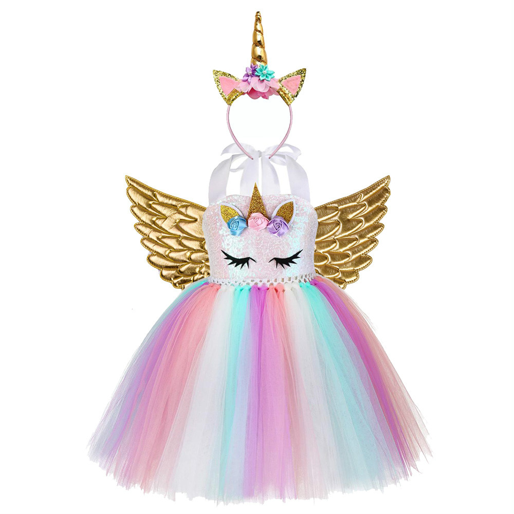 Girls Pageant Gowns Little Child Pony Unicorn Birthday Tutu Dress for Girls Unicorn Dress Sequin Top Pastel Clothing Kids Christmas Vestidos