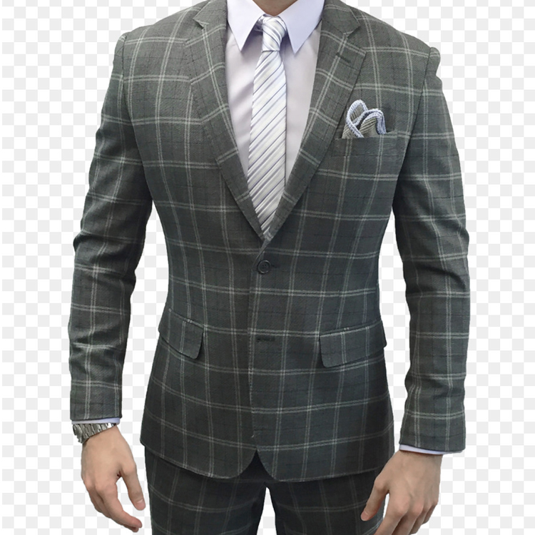 New Wedding Tuxedos Gray Check Slim Fit Men's Suits Formal British Plaid Groom Tuxedos Custom Made Jacket Pants