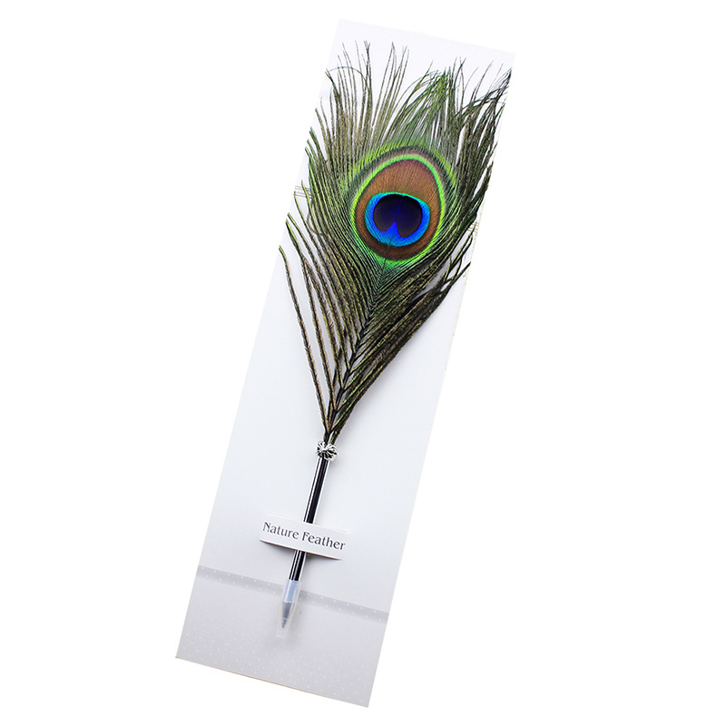 Feather Ballpoint Pen Color ink Pen Stationery Peacock Feathers Shape Pens For Individuality Student Christmas Birthday Gift 11 inch