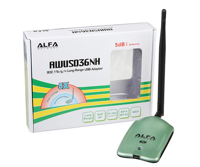 Alfa AWUS036NH 802.11n 2000mW WIRELESS-N USB Wi-Fi adapter High Power 2w RP-SMA