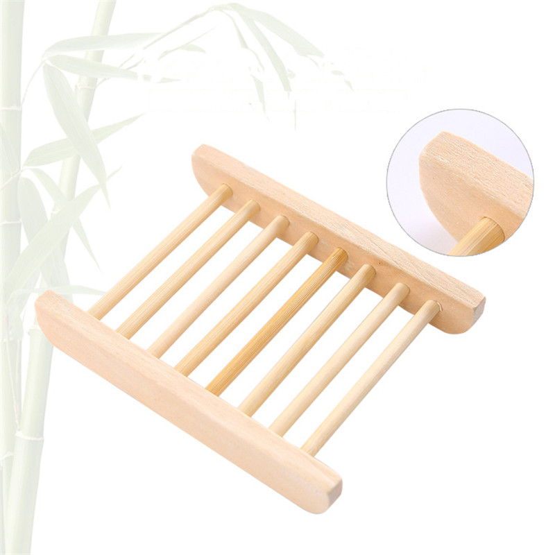 50PCS Natural Bamboo Trays Wholesale Wooden Soap Dish Soaps Tray Holder Rack Plate Box Container for Bath Shower Bathroom