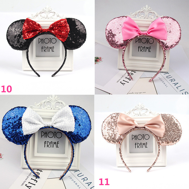 Christmas hair accessories headband high quality sequin bow head band M mouse ear headbands hairpin ship 6pcs