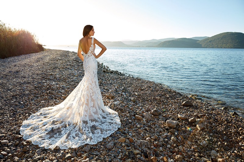 eddy k elegant wedding dresses lace appliqued v neck backless bridal gowns mermaid trumpet country boho beach wedding dress
