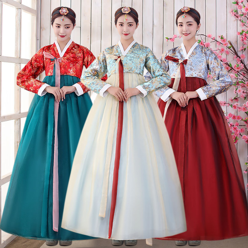 Korean traditional dress oriental hanbok national clothing Festival Outfit Stage Performance wear elegant asian dance costume