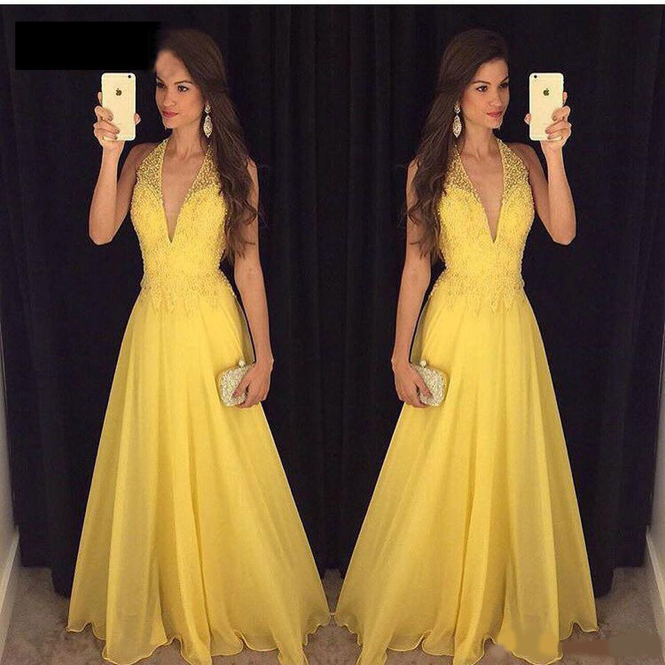 V neck Cheap Evening Dresses Chiffon With Lace Formal Dress 2020 New Year Prom Dress Vestido De Noiva