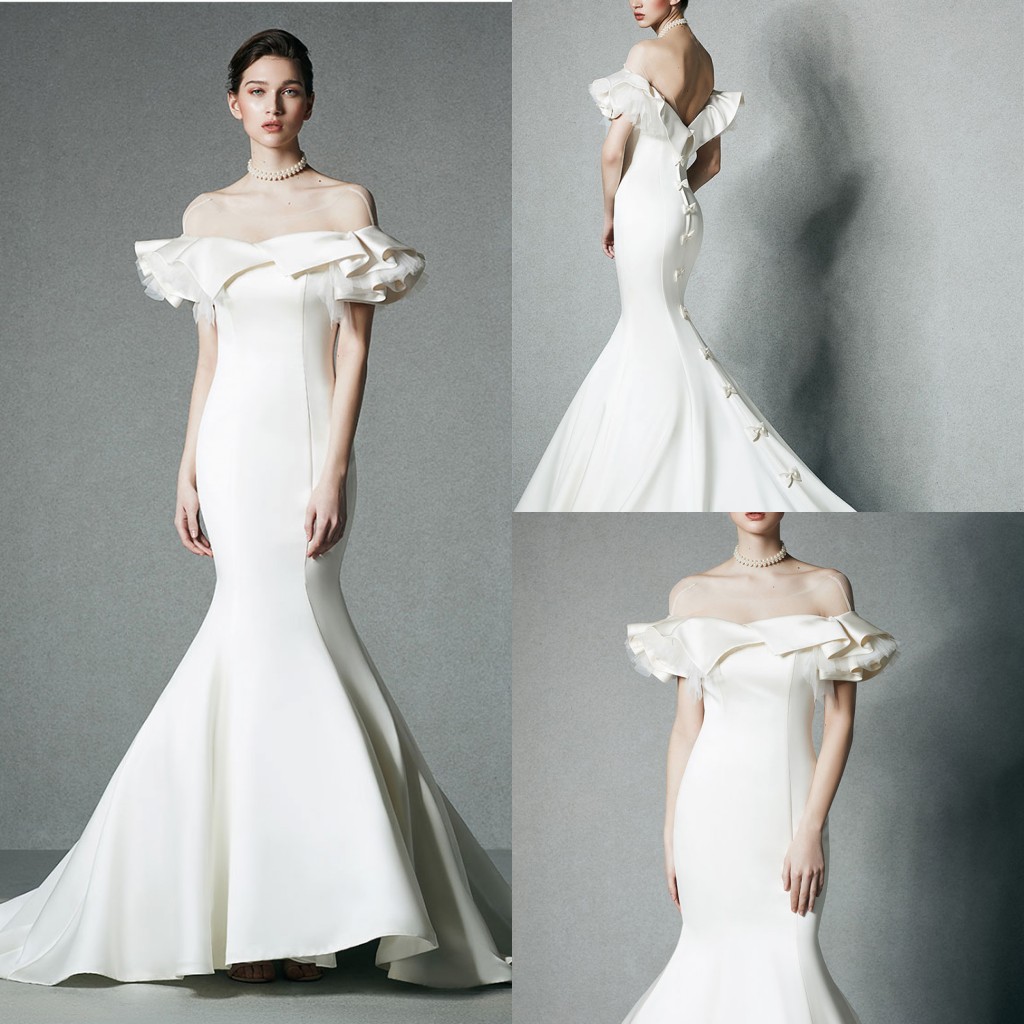 2020 Modest YL Elegant Jewel Sleeveless Backless Mermaid Wedding Dresses Bow Cascading Ruffles Wedding Gown Sweep Train robe de mariée, Red
2020 Modest YL Elegant Jewel Sleeveless Backless Mermaid Wedding Dresses Bow Cascading Ruffles Wedding Gown Sweep Train robe de mariée, Red