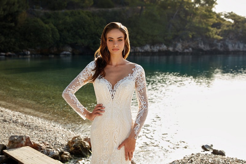 Eddy K 2019 Mermaid Wedding Dresses Long Sleeves Lace Appliques V Neck Beach Bridal Gowns Custom Boho Chic Vestido De Novia