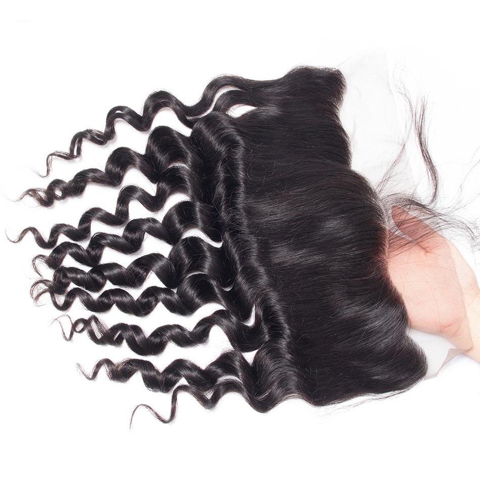 Free shipping Brazilian Loose Deep Wave 13x4 To Ear Pre Plucked Lace Frontal Closure With Baby Remy Human Hair Free Part Top Frontals
