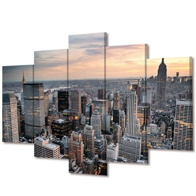 Unframed 5pcs Fashion New York Large Modern Canvas Wall Art Oil Painting Modular Picture Living Room Decor