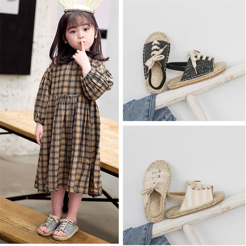 Summer Girl Sandals Korean Flat Bottom Fashion Students Linen Slippers Trend Straw Sole Children Half Sandals with Elastic Band, Beige
Summer Girl Sandals Korean Flat Bottom Fashion Students Linen Slippers Trend Straw Sole Children Half Sandals with Elastic Band, Beige