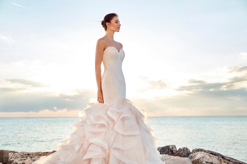 eddy k mermaid wedding dresses tiered skirts beads appliqued bridal gowns custom made country vintage boho beach wedding dress