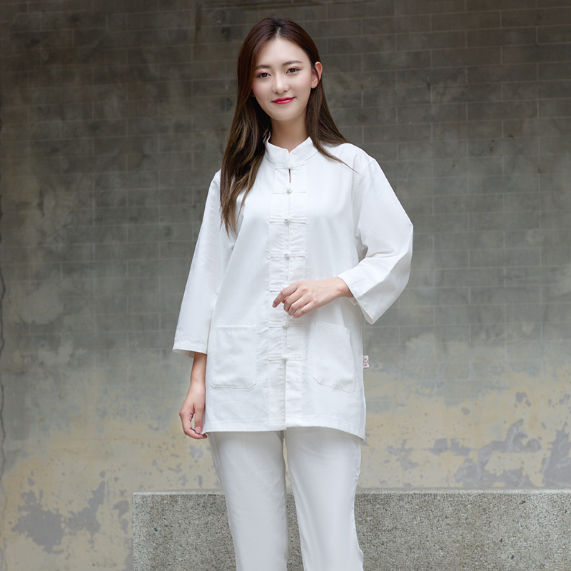 White Blue Yellow Yoga Suits Jacket + pants Unisex Cotton Linen Clothes Summer Kungfu Clothing Wushu Taiji Flax Half Sleeve Tracksuits