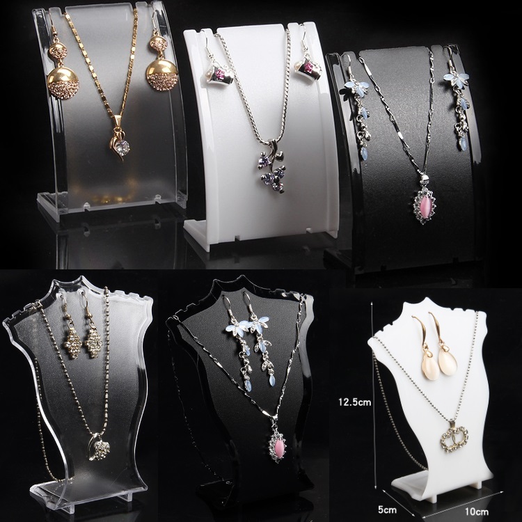 Popular Jewelry Display Stand Black White Clear Mini Size Plastic Neck Bust Pendant Necklace Stand Earring Holder Set Stand Rack
Popular Jewelry Display Stand Black White Clear Mini Size Plastic Neck Bust Pendant Necklace Stand Earring Holder Set Stand Rack