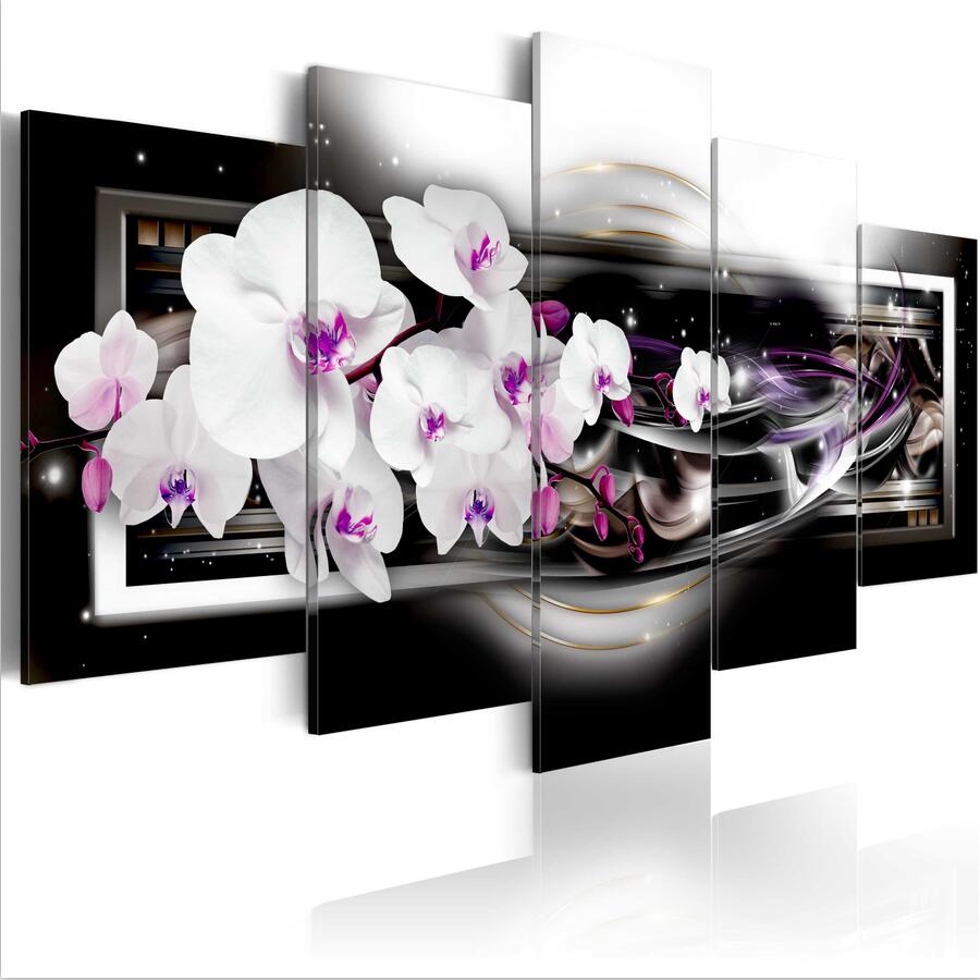 Modern Prints Orchid Flowers Oil Painting on Canvas Art Flowers Wall Pictures for Living Room and Bedroom (No Frame)