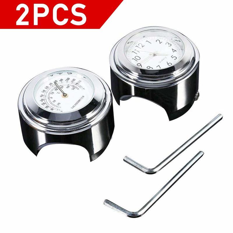 7/8" 1" Motorcycle Handlebar Dial Clock & Thermometor Waterproof Glossy for Cruiser Chopper(Pack of 2)
7/8" 1" Motorcycle Handlebar Dial Clock & Thermometor Waterproof Glossy for Cruiser Chopper(Pack of 2)