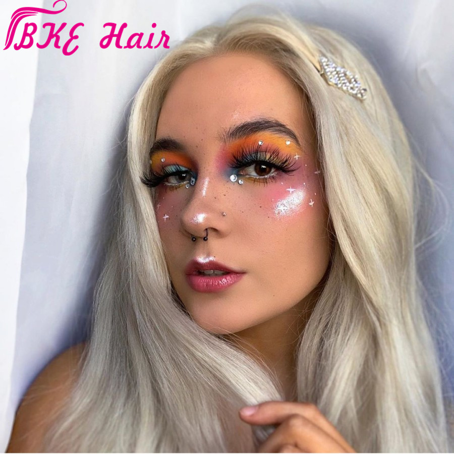 Free part blonde white color Cosplay Wig 30inches Long Straight synthetic lace front wig Costume Halloween Carnival White Women for Party