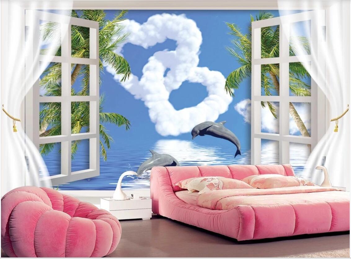 3d wallpaper custom photo murals Love romantic 3D window view of dolphin bay TV background wall decor wall art pictures, Non-woven fabric
3d wallpaper custom photo murals Love romantic 3D window view of dolphin bay TV background wall decor wall art pictures, Non-woven fabric