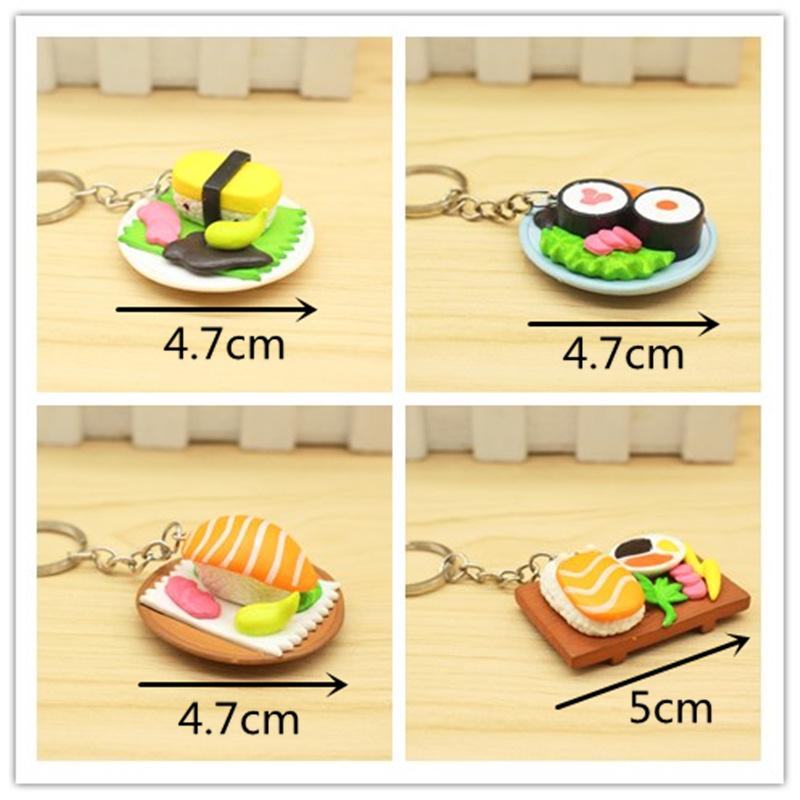 New Style Japanese Cuisine Sushi Salmon Simulation Food Keychain Pendant Mr. Miss Bag Car Key chain Creative Small Gift