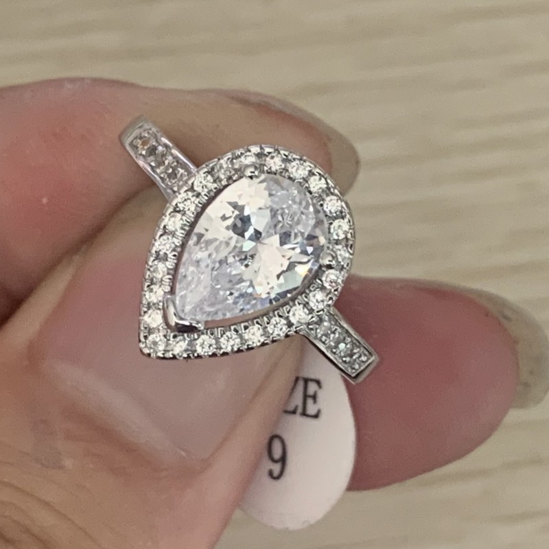 Classic Wedding Ring Fine Jewelry 925 Sterling Silver Pear Cut White Topaz CZ Diamond Gemstones Eternity Female Women Engagement Band Rings