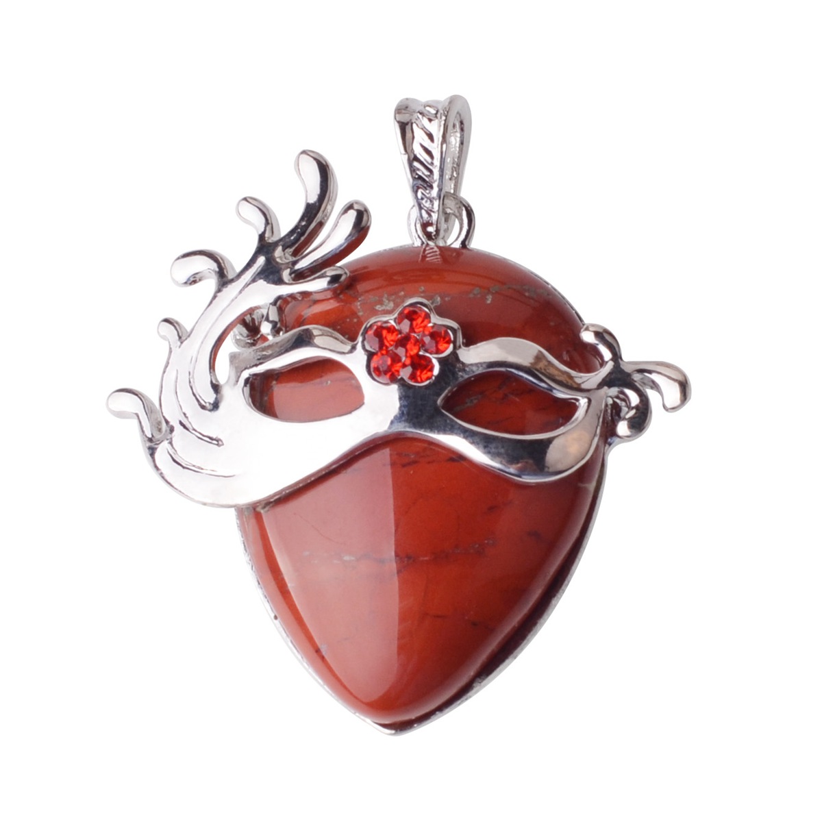 Fox Dancer Crystal Mask Pendant (Silver) Women's Fashion Elegant Mystery Necklace